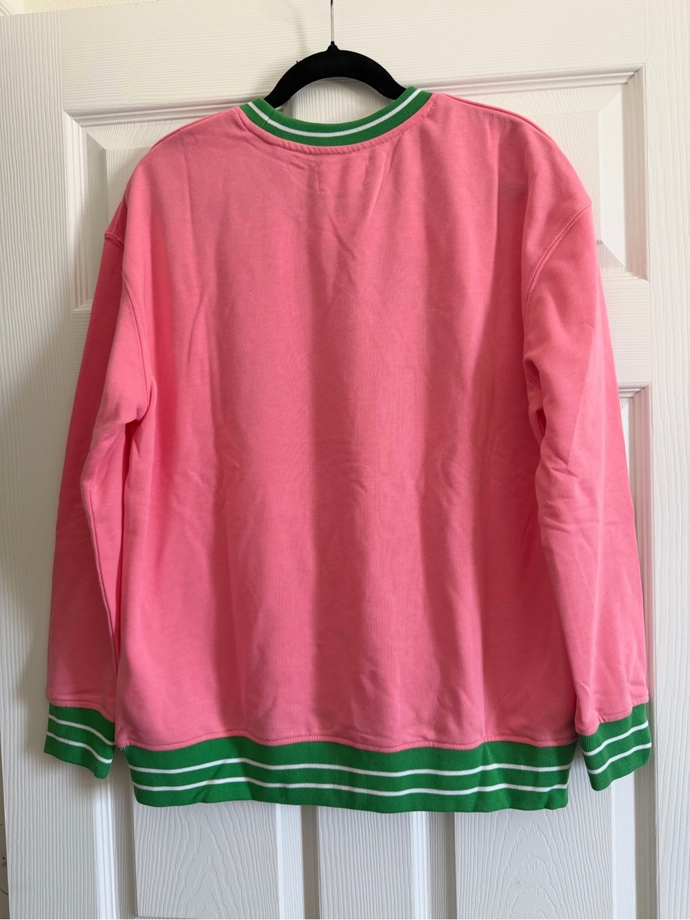 NWT Simply Southern Pink Sweatshirt with Green Trim and USA Patch - Picture 3 of 5